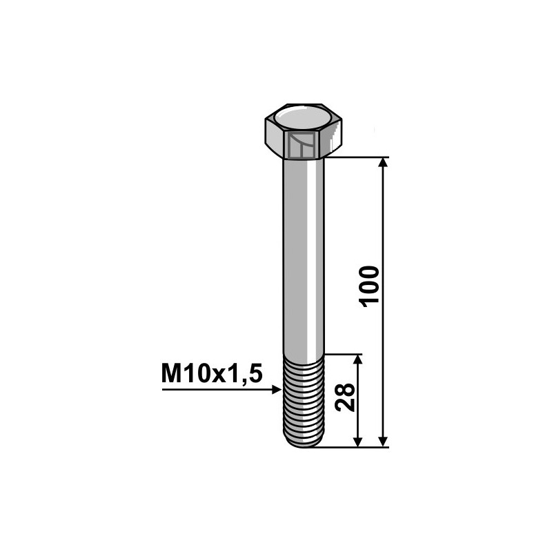 Boulon à tête hexagonale M10 sans écrou - Mulag - 174491