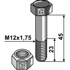 Boulon avec écrou frein - M12x1,75 - 10.9 - AG008584