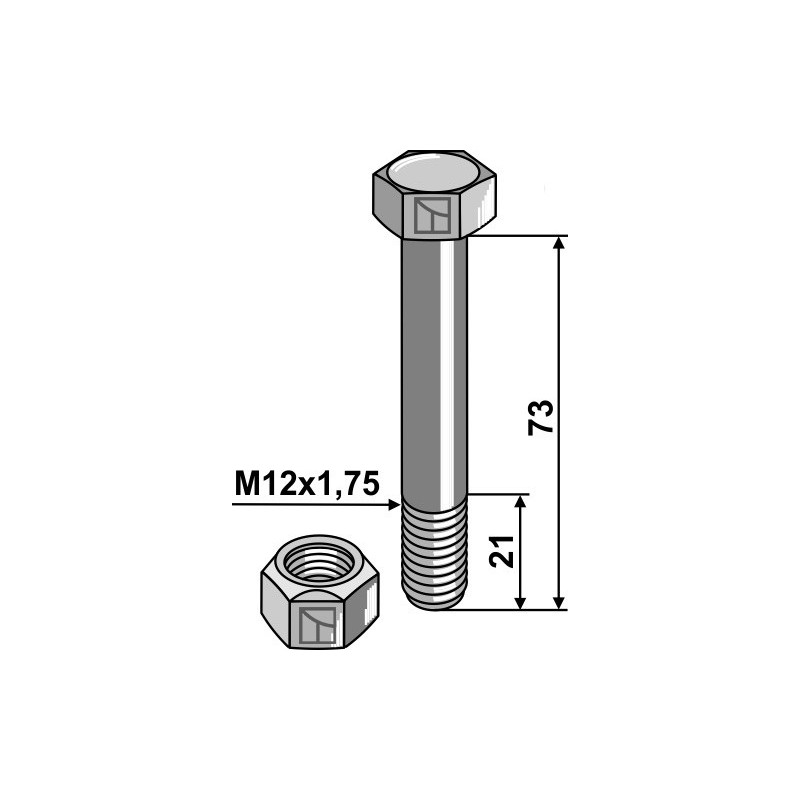 Boulon avec écrou frein - 10.9 - AG008577