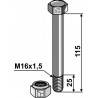 Boulon avec écrou frein - M16x1,5 - 8.8 - Mulag - Schraube: TM60-07-0227 - Mutter: TM60-07-0228