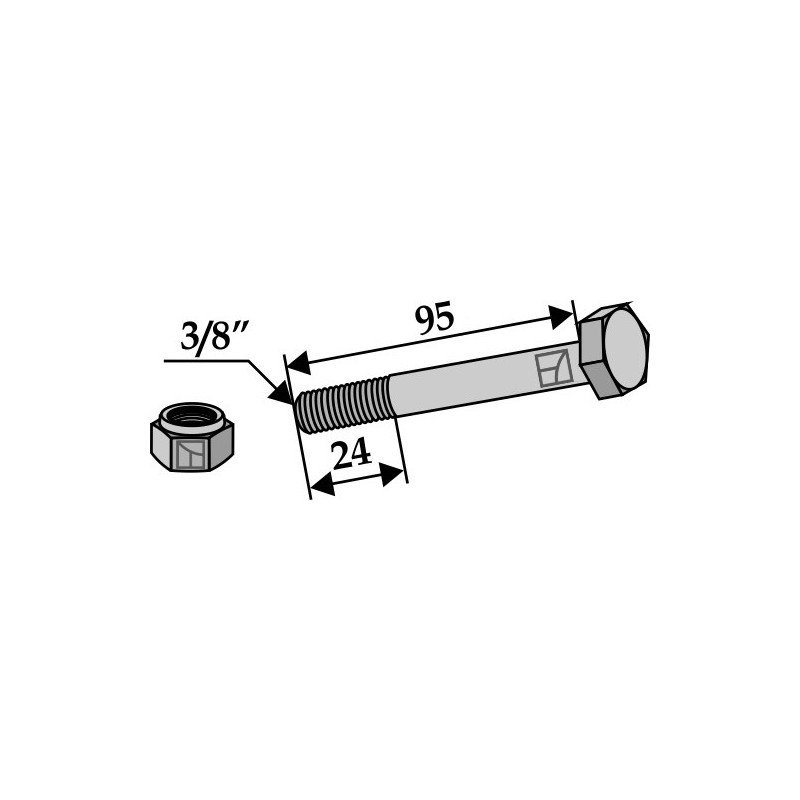 Boulon avec écrou frein - 3/8''UNF