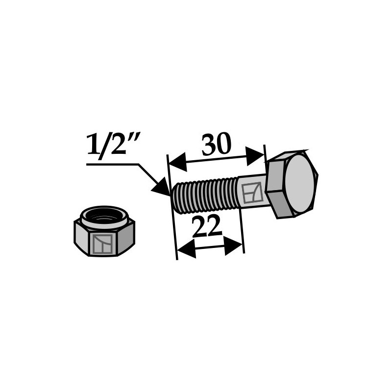 Boulon avec écrou frein - 1/2''UNF - AG008488