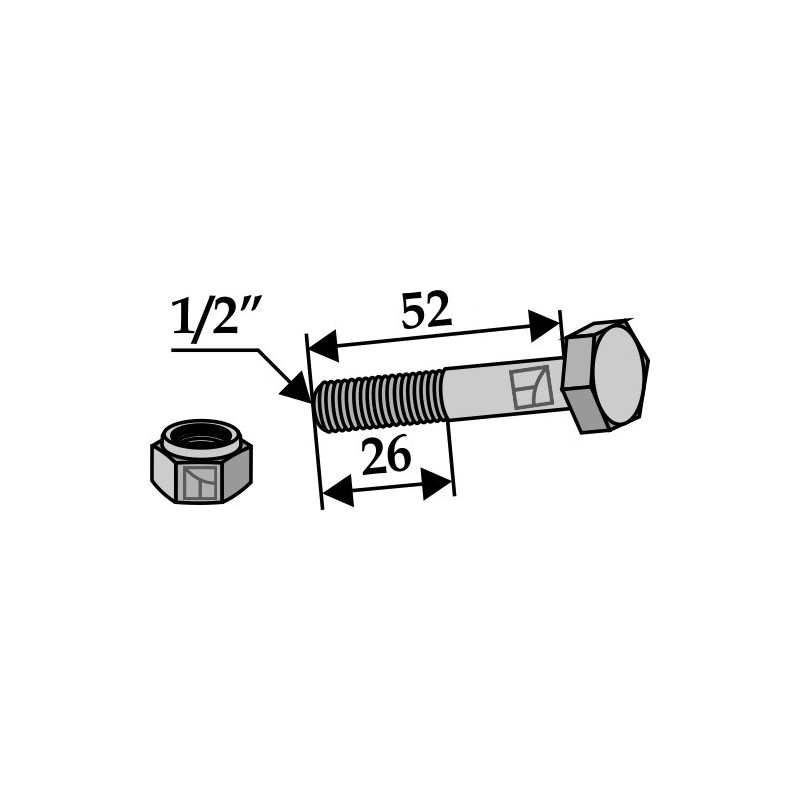 Boulon avec écrou frein - 1/2''UNF - AG008487