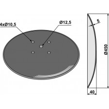 Disque lisse Ø450x5 pour arracheuses de bettaraves - Matrot - AD10301 / 010301000