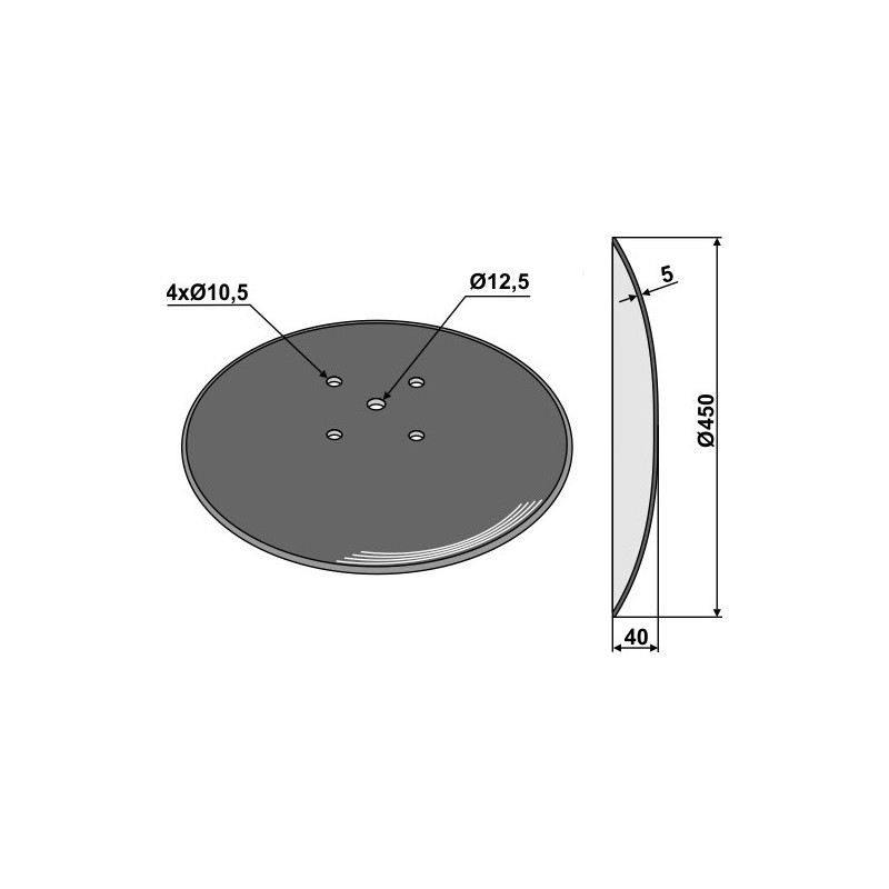 Disque lisse Ø450x5 pour arracheuses de bettaraves - Matrot - AD10301 / 010301000