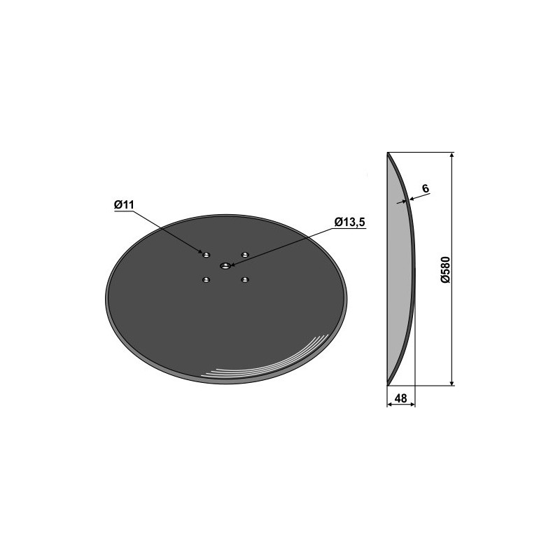 Disque lisse Ø580x6 pour arracheuses de bettaraves