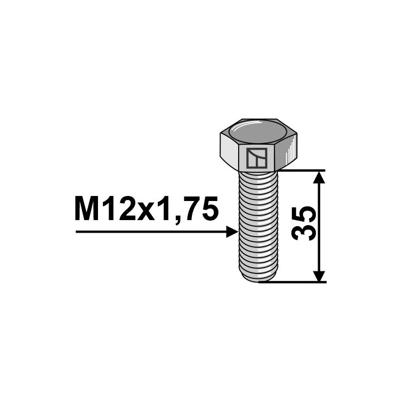 Boulon à tête hexagonale M12 sans écrou