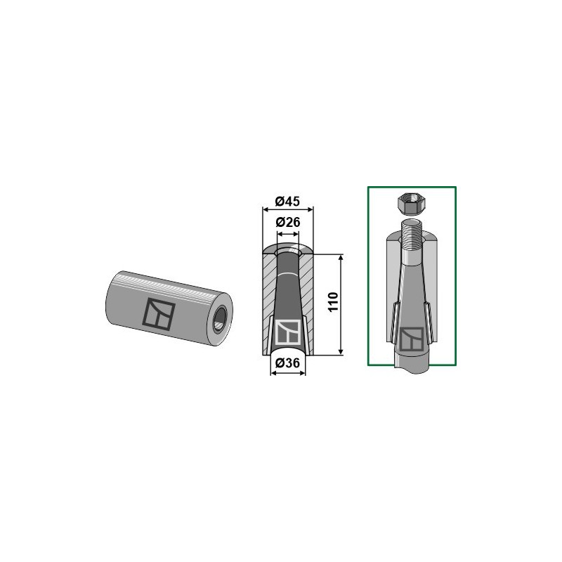 Entretoise à souder pour dent avec ergot d´arrêt - AG005566