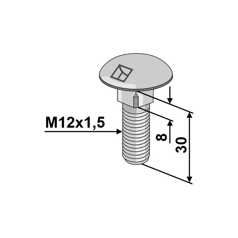 Boulon à tête bombée M12x1,5