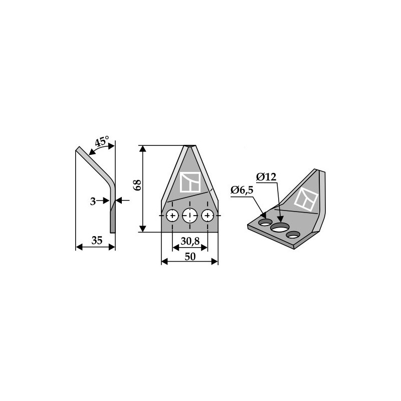 Couteau pour mélangeurs de fourrage, gauche - AG005801