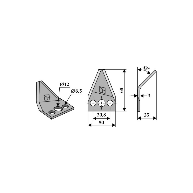 Couteau pour mélangeurs de fourrage, droit - AG005800