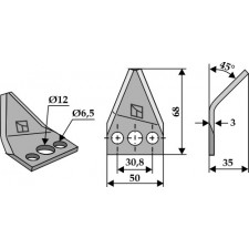 Couteau pour mélangeurs de fourrage, droit - AG005800