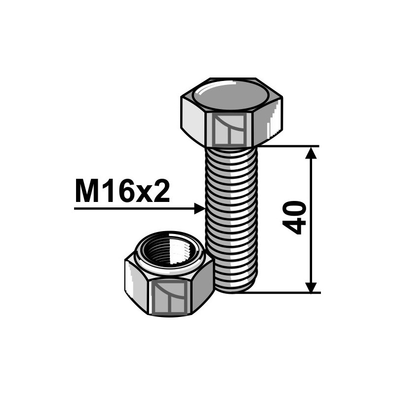 Boulon avec écrou à freinage interne - M16x2 - 10.9 - AG008813