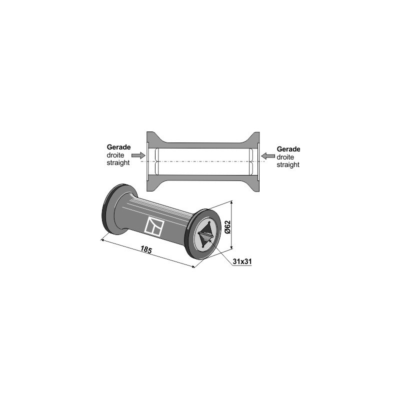 Pièce intercalaire pour arbre carré 30x30 - AG013472