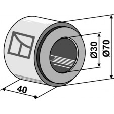 Bague en fer compl. avec palier en boi dur incorporé - Ø30mm