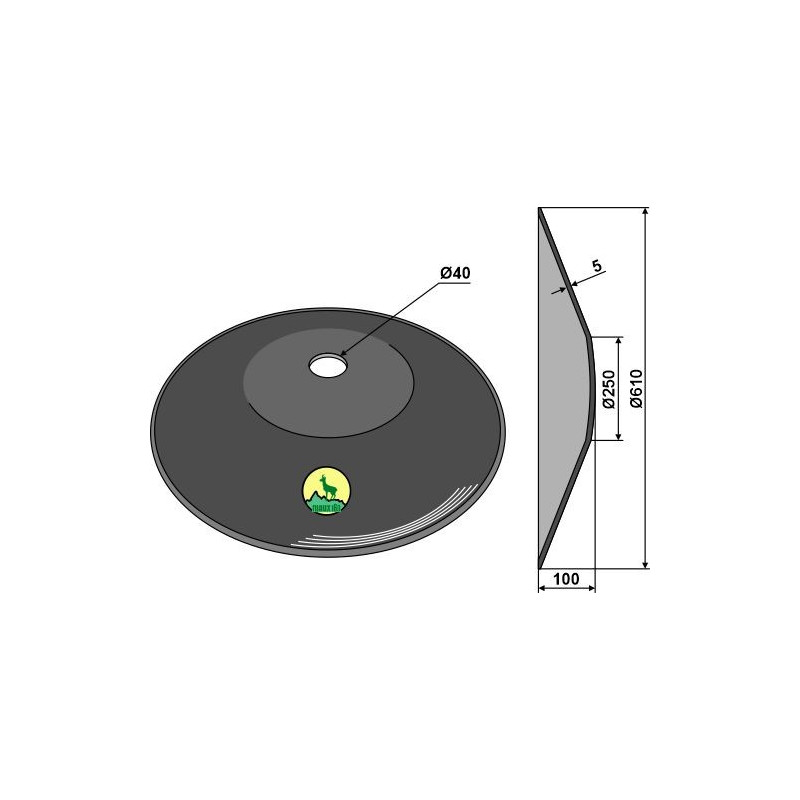 Disque lisse Ø610x5 - Tronconiques - John Deere - K33524