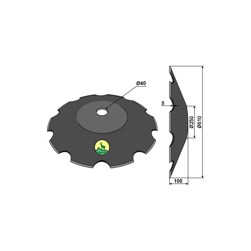 Disque crénelé Ø610x5 - Tronconiques - John Deere - K33525