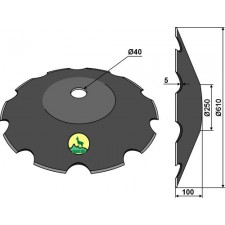 Disque crénelé Ø610x5 - Tronconiques - John Deere - K33525