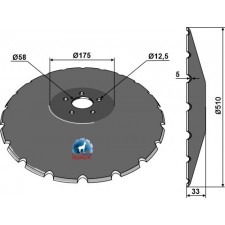 Disque crénelée à fond plat - Ø510 - Dometal - 02KIE1