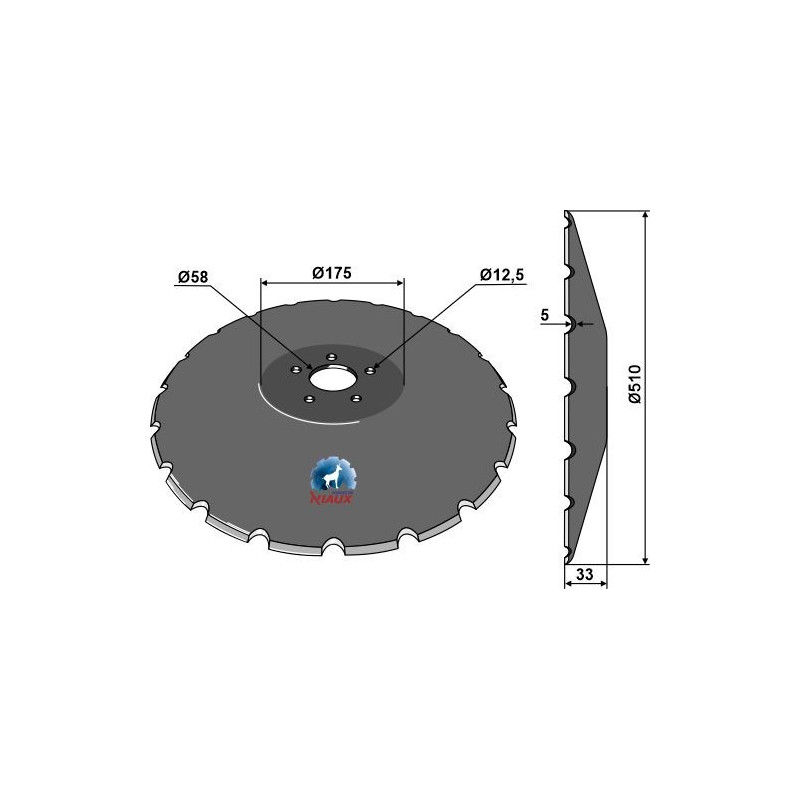 Disque crénelée à fond plat - Ø510 - Dometal - 02KIE1