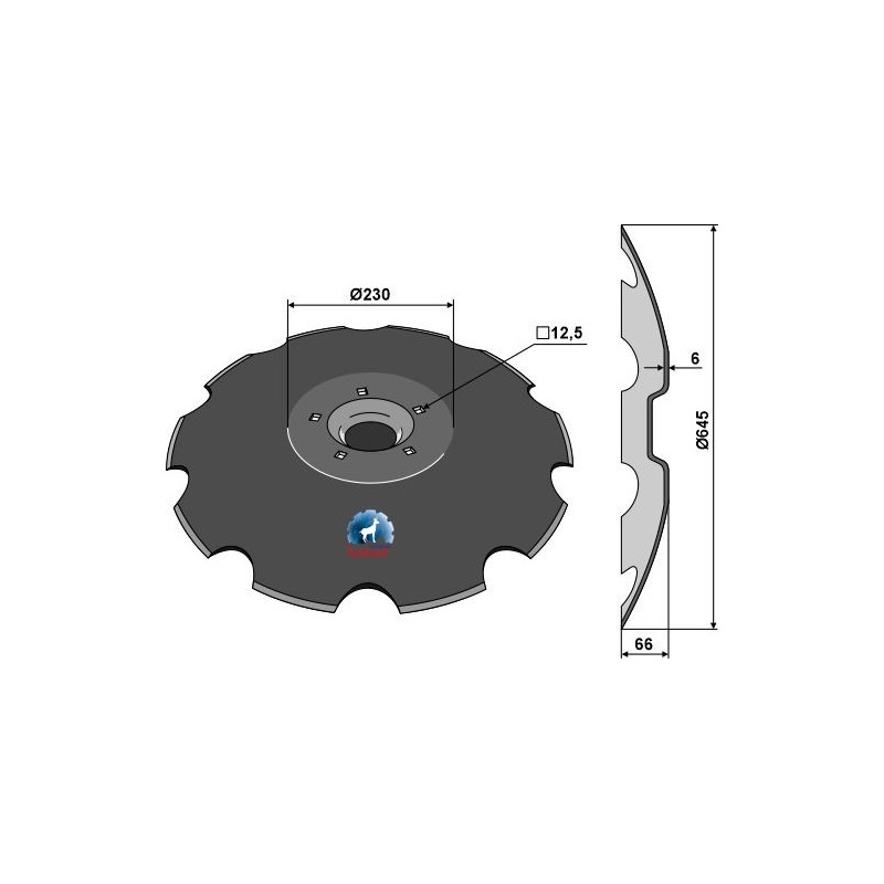 Disque crénelé - Ø645x6 - Lemken Rubin - 34910029 - 34910031