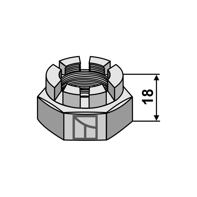 écrou hexagonal à créneaux dégagés M 30 x 3,5 pour arbre carré 30x30 - AG006604