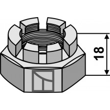 écrou hexagonal à créneaux dégagés M 30 x 3,5 pour arbre carré 30x30 - AG006604