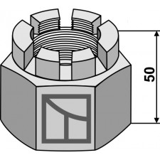 écrou hexagonal à créneaux dégagés M48x5 pour arbre carré 50x50