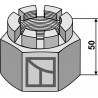 écrou hexagonal à créneaux dégagés M48x5 pour arbre carré 50x50