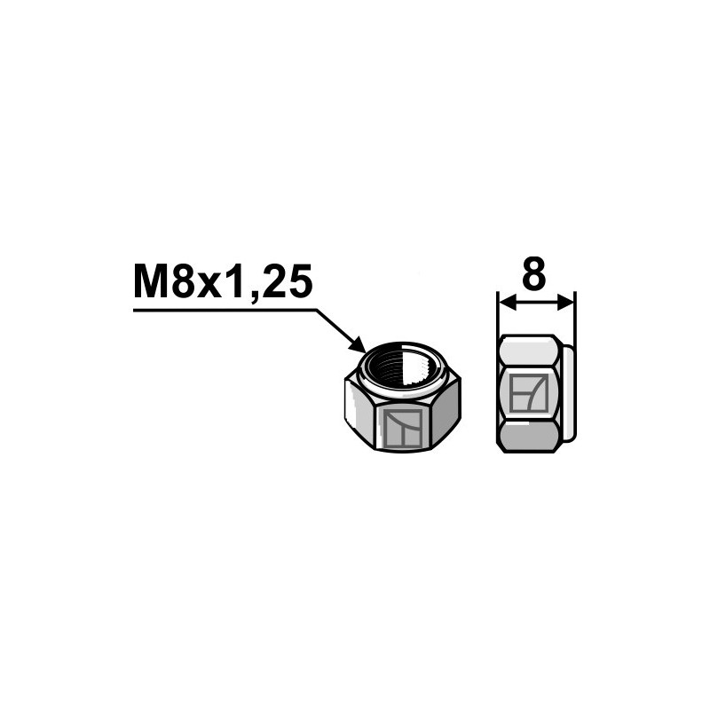 Écrou hexagonal à freinage interne - M8