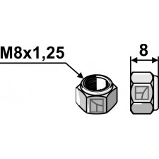 Écrou hexagonal à freinage interne - M8