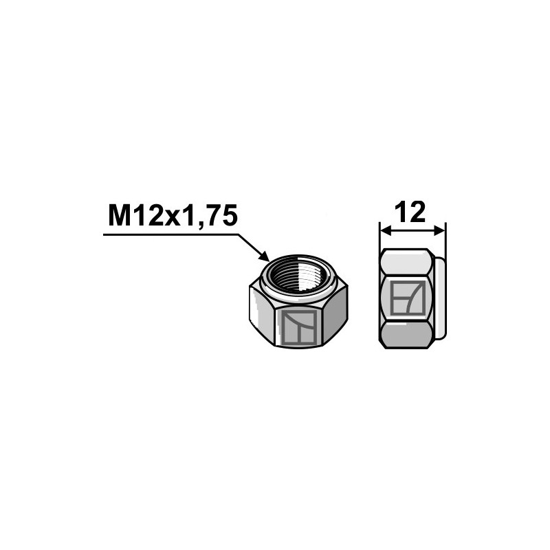 Écrou hexagonal à freinage interne - M12