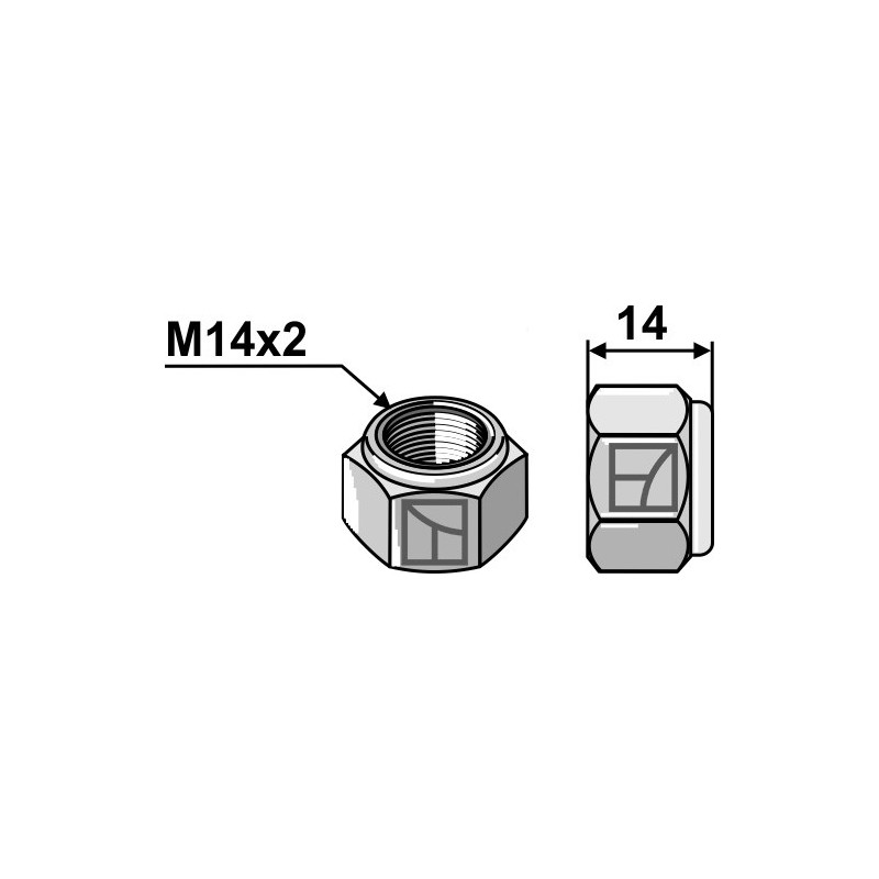 Écrou hexagonal à freinage interne - M14