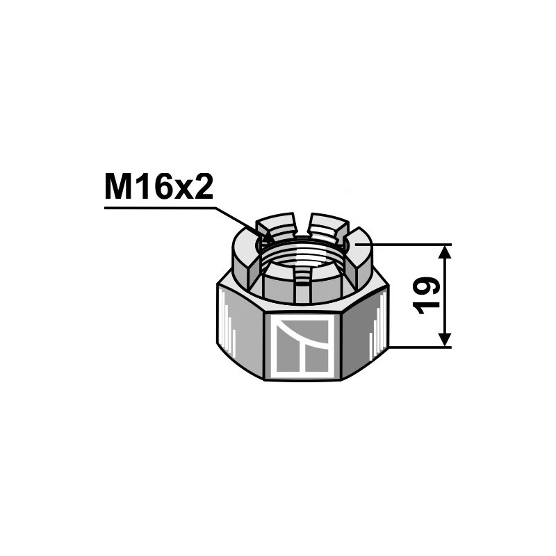 Écrou à créneaux dégagés - M16