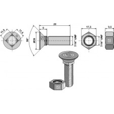 Boulon de charrue 7/16" UNC x 28 et écrou hexagonal