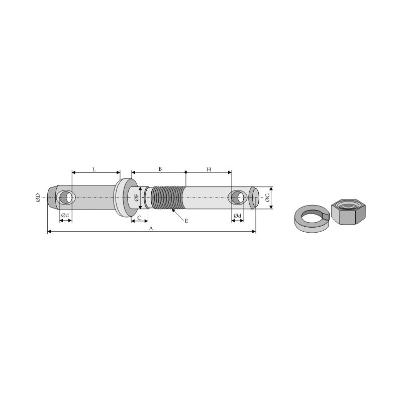 Piton pour barres de poussée et barres inférieures - AG011188