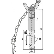 Piton double à poignée avec Chaîne et goupille à ressort