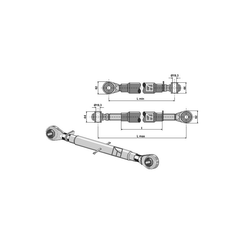 Barre de poussée à borne traîtée M24x2,5 - AG011105