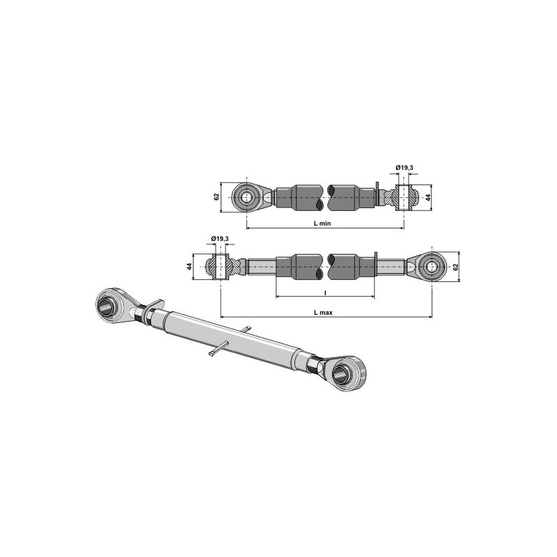 Barre de poussée à borne traîtée M24x2,5 - AG011104