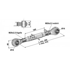 Barre de poussée à borne traîtée M20x2,5 - AG011098
