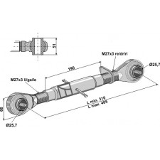 Barre de poussée à borne traîtée M27 x 3 - AG011078