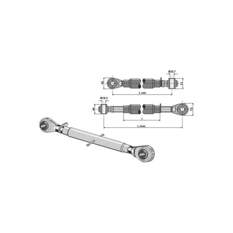 Barre de poussée  à bornes traîtées M30 x 3,5 - AG010944