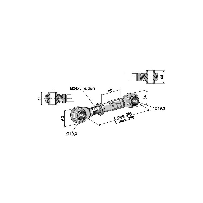 Barre de poussée à borne traîtée M24 x 3 - AG010936
