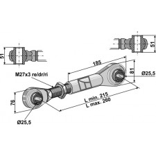 Barre de poussée à borne traîtée M27x3