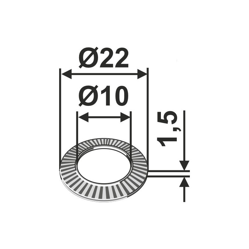 Rondelle de blocage Ø22x1,5xØ10 - Claas - 0002393880