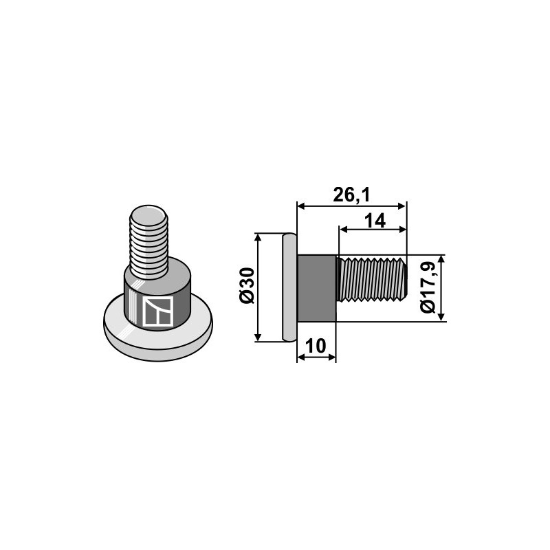 Boulon pour couteaux de faucheuses - M10x1,5 - 10.9