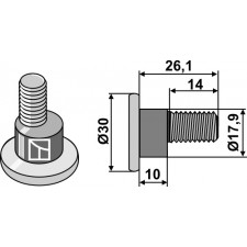 Boulon pour couteaux de faucheuses - M10x1,5 - 10.9