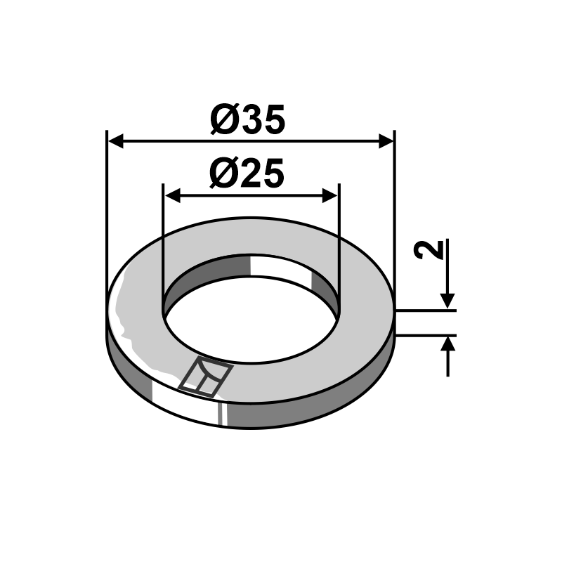 Rondelle Ø35x2xØ25 - Lemken - 3052230