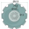 Disque de déchaumeur crénelé à fond plat - Ø610 - Maschio / Gaspardo - R18127471