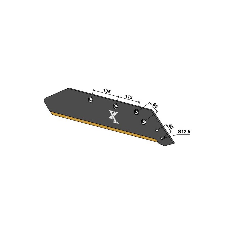 Soc de charrue à pointe réversible 16" droit - Kuhn - 0402760-622136-622172-62220"-622212"622234-622250-622254-622330